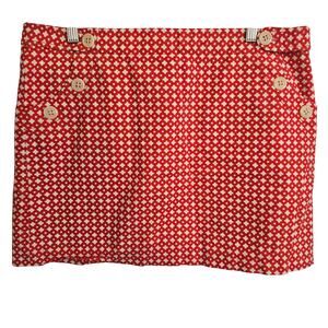 J. Crew Red White City Fit Mini Skirt 12‎ Summer Office Preppy Cotton Vacation